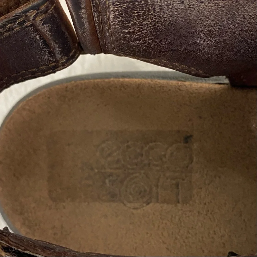 Ecco Babett Brown Leather 3-Strap Sandals Women’s Size 40 EU (9/9.5 US)